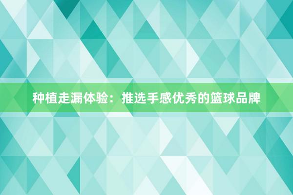 种植走漏体验：推选手感优秀的篮球品牌